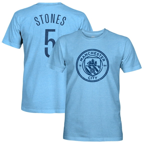 Men's 1863FC John Stones Sky Blue Manchester City Player Name & Number Twisted Tri-Blend Slub T-Shirt