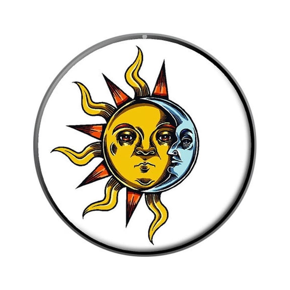 Mystical Sun and Moon - Occult Lapel Hat Pin Tie Tack Small Round