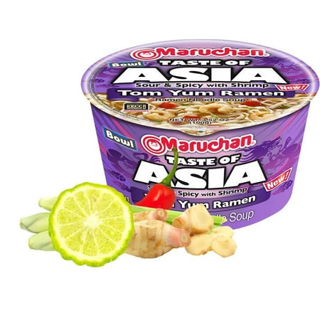 (6 Bowls) Maruchan Taste of Asia Tom Yum, 3.52 oz (Best Tom Yum Soup Paste)