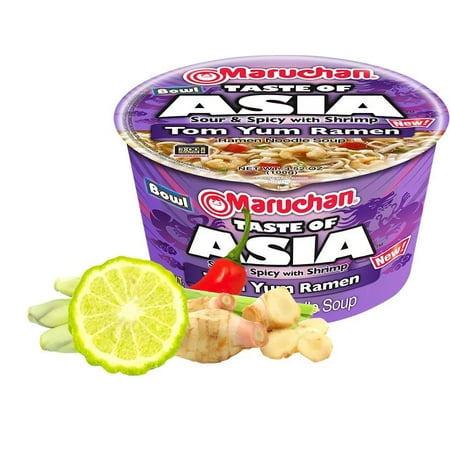 (6 Bowls) Maruchan Taste of Asia Tom Yum, 3.52 oz (Best Tom Yum Soup)