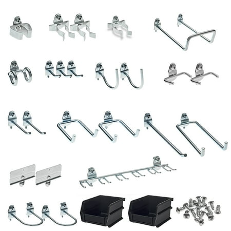 Triton Products® 26-Piece Steel Pegboard Hook & Plastic Bin Kit, 24 Hooks & 2 Bins