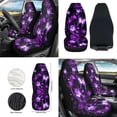 thumbnail image 3 of Jeiento Butterfly 12 PCS Car Accessories Front Car Seat Covers Set Steering Wheel Seat Belt Covers Armrest Pad Trash Bin Sunglass Pocket Purple Rear View Mirror Cover Cup Coasters Keychain for Van, 3 of 7