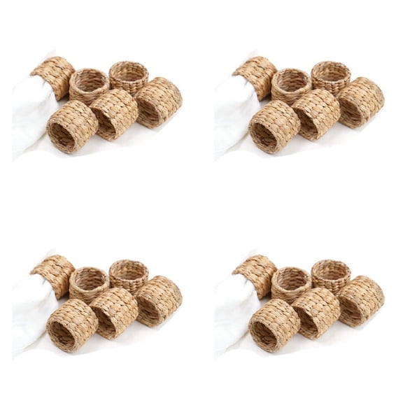 24Pcs Napkin Rings,Water Hyacinth Napkin Holder Rings - Rustic Napkin Rings for Birthday , Dinner Table Decoration