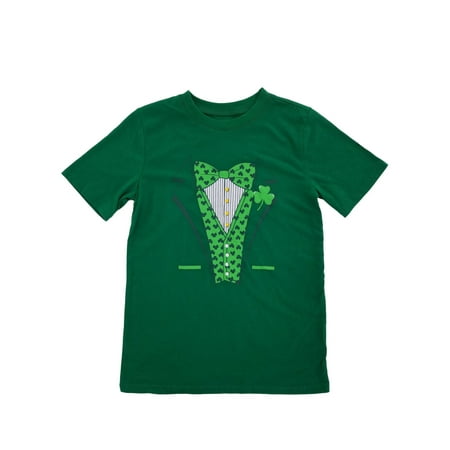 Boys Green Leprechaun Suit Graphic Tee St. Patrick's Day T-Shirt Medium