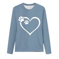 thumbnail image 4 of RYDCOT Fall Tops for Women 2024 Trendy Dog Lover Graphic Long Sleeve Tops for Women Cute Dog Paw Print Crew Neck T-Shirts Blouses Tee Shirts Top Clearance, 4 of 4