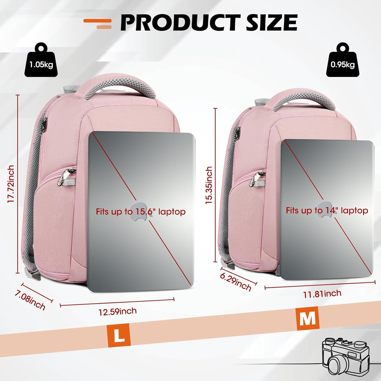 Camera Bag Backpack Professional for DSLR SLR Mirrorless Camera Waterproof Laptop Back Pack 14 Inch with Rain Cover Anti Theft Travel Case Large Capacity Photography Backpack Black