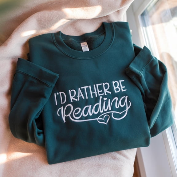 I'd Rather Be Reading Embroidered Sweatshirt for Book Lover Sweatshirt, Minimalist Book Sweatshirt, Book Club Gift, Bookish Sweatshirt, Read