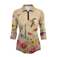 thumbnail image 2 of Uorisanigo Hummingbird Flower Womens 3/4 Sleeve Golf Shirts Versatile Athletic Polo Workout Tops Comfortable Dry-Fit Fashionable Quarter Zip Daily Wear Workout Sports for Women, 2 of 7