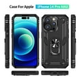 thumbnail image 2 of For Apple iPhone 14 Pro Max (6.7") Military Grade Heavy Duty Armor Hybrid with Rotating Metal Ring Kickstand Finger Loop Case Cover fit iPhone 14 Pro Max - Black, 2 of 7