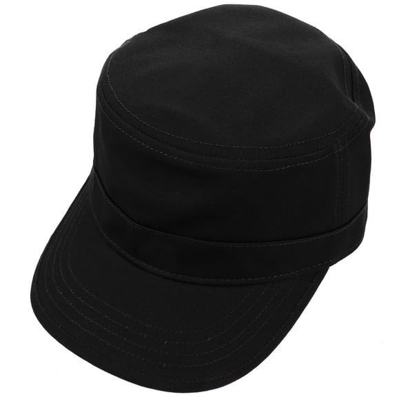 SHOWERORO Durable Black Peaked Cap with Adjustable Fit for Versatile Use