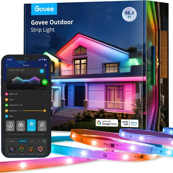 Tira de luces LED Govee Outdoor, resistente al agua, 30 m, con WiFi RGBIC