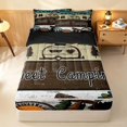 thumbnail image 2 of Erosebridal Sweet Camping Print Zipper Twin Comforter Sets with Fitted Sheet and 2 Pillowcases, Cartoon Camper Set Zipper Bedding Set, Black Reversible, 2 of 7