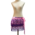 thumbnail image 6 of Tassel Belly Dance Short Hip Scarf Shiny for Beach Stage Performance Holiday Pink and Deep, 6 of 9