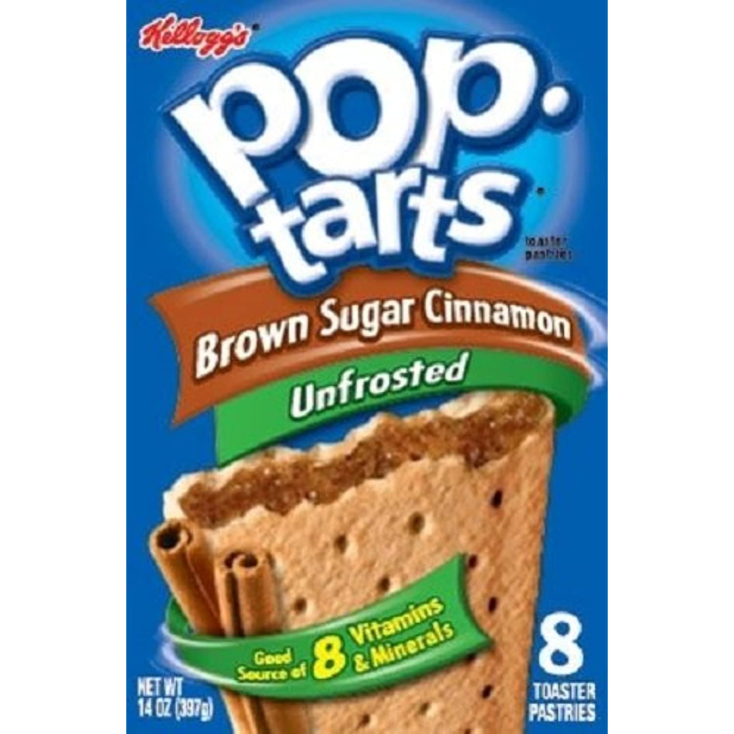 Kelloggs, Pop-Tarts, Unfrosted Brown Sugar Cinnamon, 8 Count, 14Oz Box (Pack Of 2)