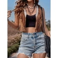 thumbnail image 5 of Womens Fringe Vest 70s Hippie Clothes Sleeveless Faux Suede Tassel Cowgirl Western Outfits S-XL Dark Brown L, 5 of 7