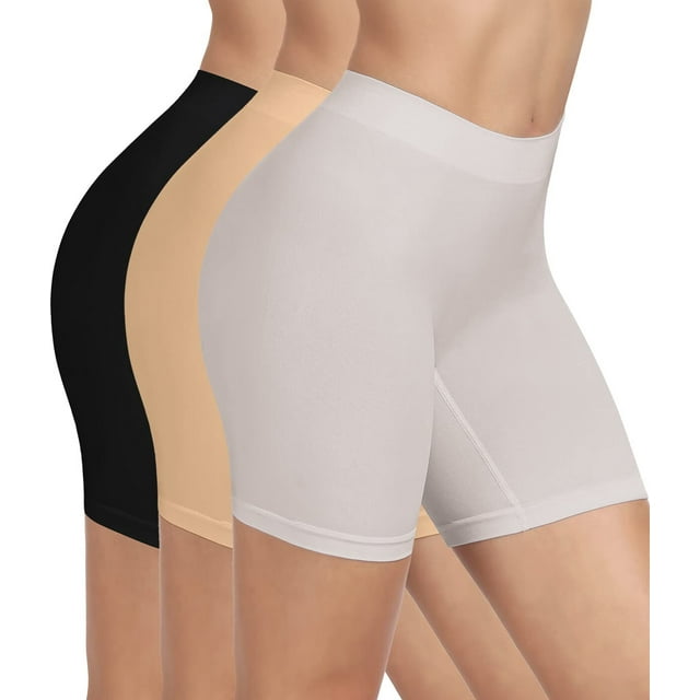 3 Pack Slip Shorts Womens Comfortable Seamless Smooth Shapewear Slip Shorts for Under Dresses