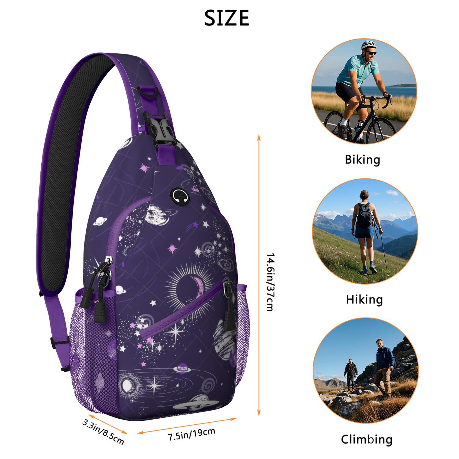 8079 Space Galaxy Constellation Backpack Purse Anti Theft Back Pack Fashion Star Constellation Sling Bag - Durable Shoulder Backpack for  main image 4
