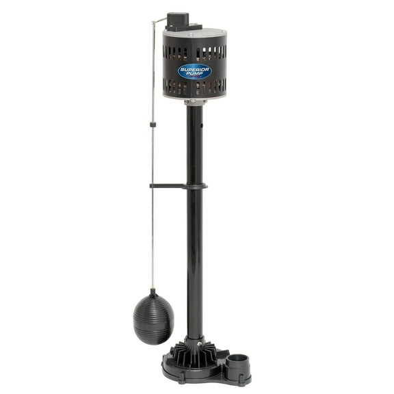 Superior Pump 92553 Pedestal Utility Water Sump Pump, 1/2 Hp, Plastic, Black