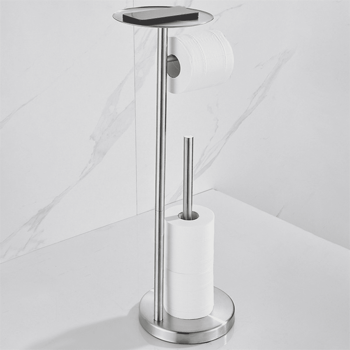 Freestanding Toilet Roll Holders Stainless Steel Anti-Rust Standing Toilet Paper Stand with Heavy, Brushed Gold,1 x Vertical roll holder,Brushed Gold