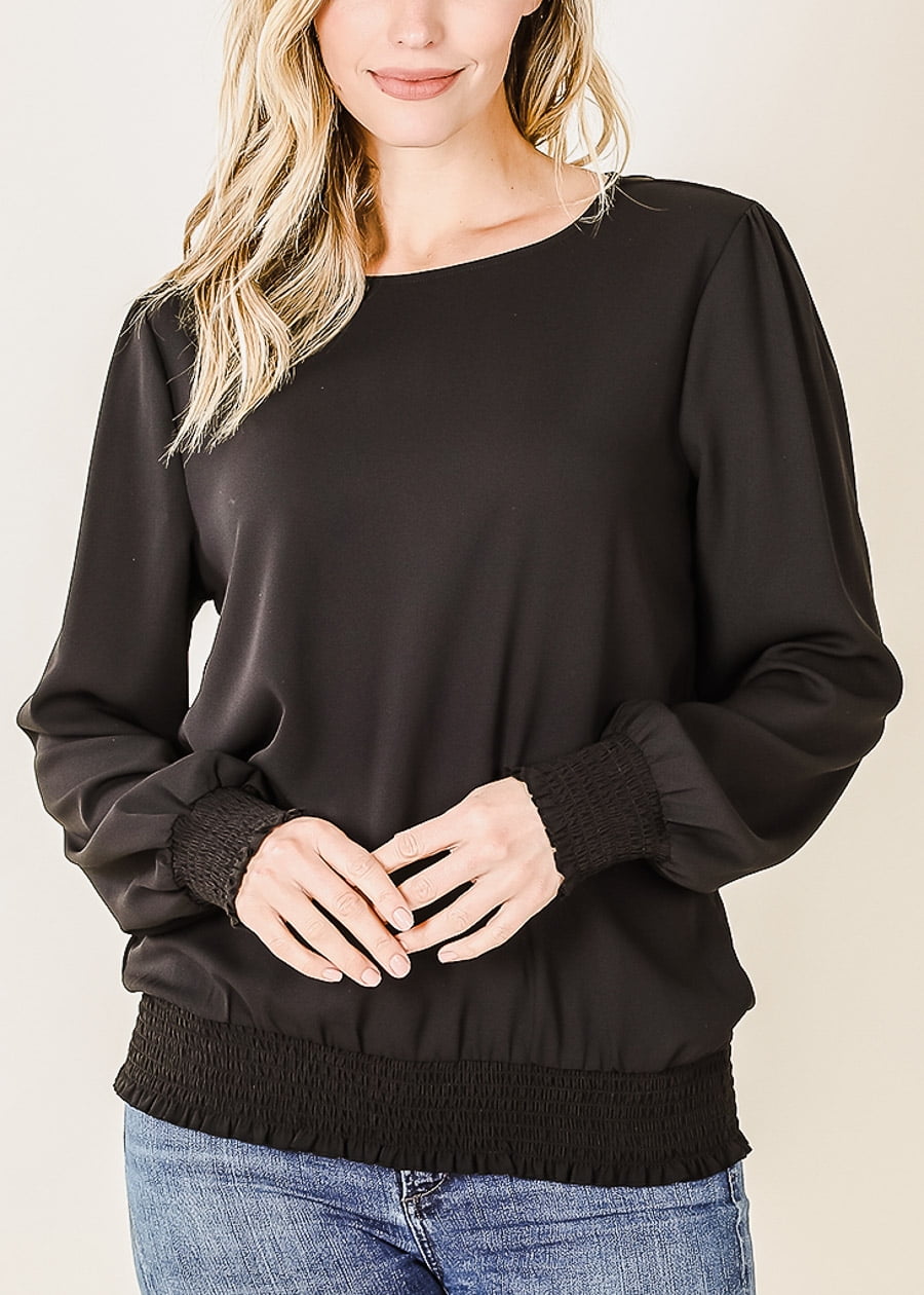 long sleeve dressy black blouse