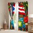 thumbnail image 3 of Manfei Ocean Frog Floral Kitchen Curtains,Pr Flag Black Out Curtains Pack of 2 (42x63 Each),Red Green Brown, 3 of 7