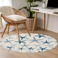 thumbnail image 4 of Navy Blue Starfish Round Area Rug 3.3Ft Washable Circle Rugs for Dining Room Table, Coastal Summer Beach Ocean Rustic Non-Slip Carpet Floor Mats Indoor Outdoor Carpet Runner Aesthetic Home Decor, 4 of 8