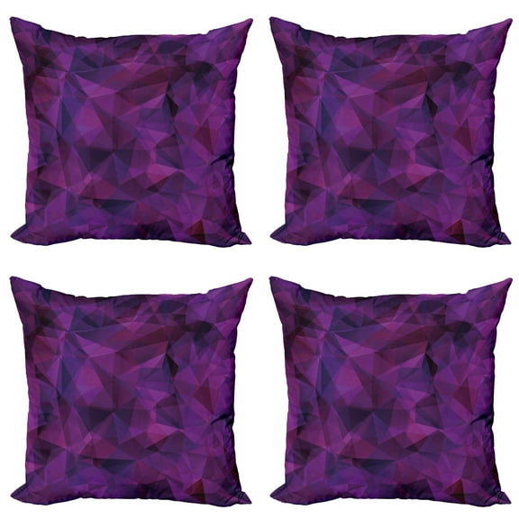 Ambesonne Geometric Throw Pillow Cover 4 Pack, Triangle Purple Shape, 16", Eggplant Burgundy