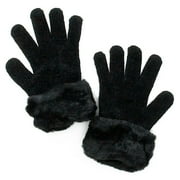 Chenille Gloves With Faux-Fur Trim