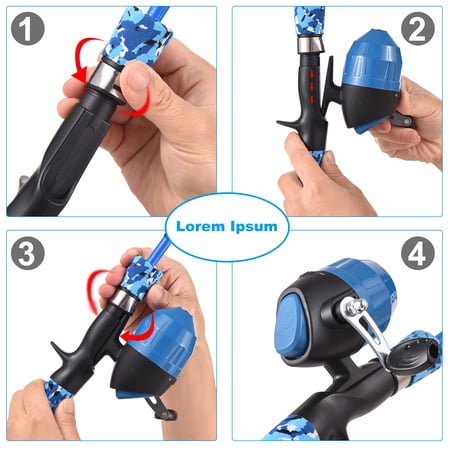 Elowen kids fishing rod and reel combo And Kids Fishing Rod and Reel Combo Full Kit 1.2m/1.5m Telescopic Casting Rod Pole with Spincast Reel and Hooks Lures Swivels Carry Bag