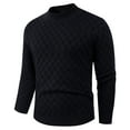 thumbnail image 4 of Mens Knit Polo Sweater Cotton Turtleneck Patchwork Pullovers Thermal Dailywear Winter Clothes with Buttons, Black, Size XL, 4 of 8