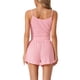 thumbnail image 3 of Pijamas de mujer INSPIRE CHIC, ropa de estar en casa, blusa de cuello redondo y tirantes finos, conjunto de pantalones cortos, talla XL, color rosa, 3 of 6