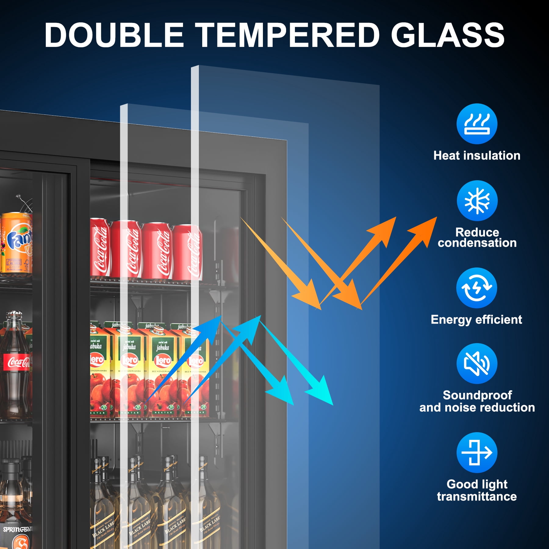 Amerikit Back Bar Cooler with 2 Glass Sliding Doors, 7.8 cu.ft Under Counter Height Beverage Refrigerator for Beer, Wine, Soda, Drinks, ETL Approved