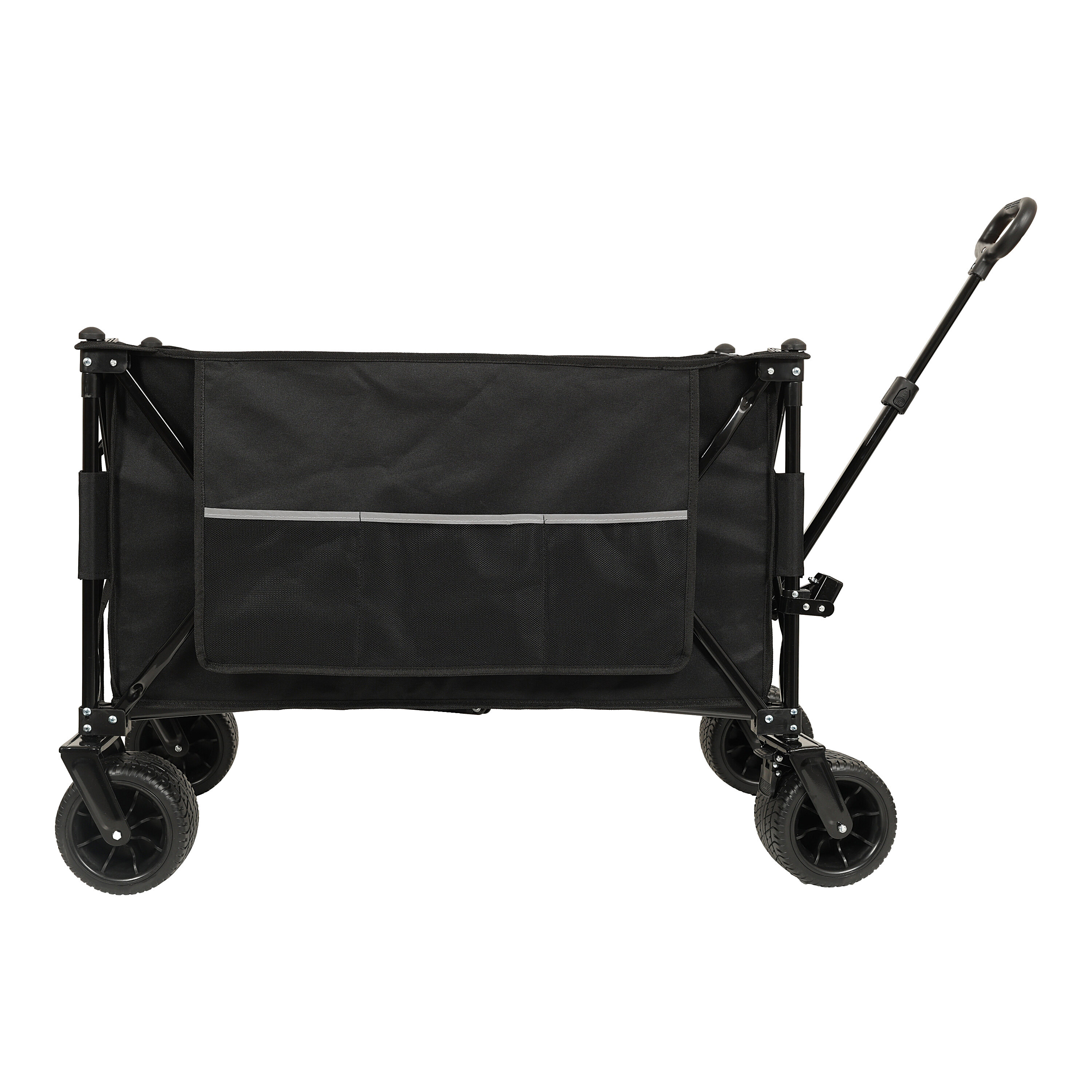 Folding Garden Carts Collapsible Foldable Extended Wagon,480lbs Weight Capacity, Heavy Duty Folding Utility Garden Cart with Big All-Terrain Beach Wheels & Drink Holders,Side Pocket and Brakes, Black