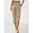 thumbnail image 4 of Rosvigor Womens Hiking Capri Pants High Waisted Drawstring Athletic Joggers Quick Dry Workout Lounge Travel Cropped, 4 of 7