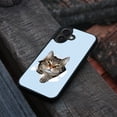 thumbnail image 4 of WIRESTER Shockproof Soft Rubber Cover Case for Apple iPhone 16 Plus 6.7" 2024, Brown Tabby Cat Spying On Light Blue Background, 4 of 5