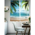 thumbnail image 4 of Coconut Tree Sheer Curtains 72 Inch Long 2 Panels, Beach Blue Sky Sea Summer Vacation Light Filtering Rod Pocket Semi Sheer Curtains, Sheer Voile Drapes for Living Room Bedroom, 52"x72", 4 of 5