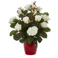 thumbnail image 2 of Nearly Natural 6488-S2 Rose Artificial Plant in Red Planter - Set of 2, 2 of 3