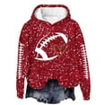 thumbnail image 5 of Arlun Game Day Sweatshirts for Women Sequin Printed Football Season Casual Hoodies Long Sleeve Loose Fit Comfort Fashion Graphic Oversized Pullover Tops Fall Clothes Red6 XL, 5 of 5