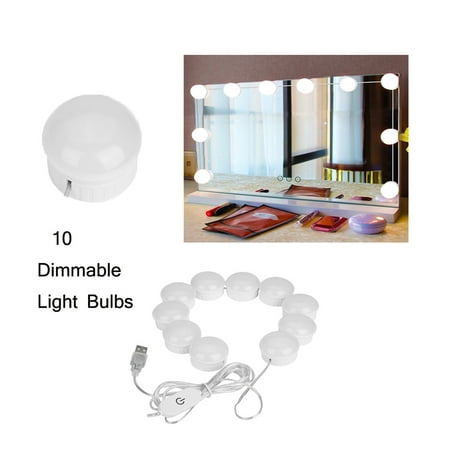 Hollywood Style LED Vanity Mirror Lights Lamp Kit 10Pcs Makeup Hollywood Cold White Dimmable Light Bulb in Dressing (Best Lamp For Makeup Vanity)