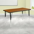 thumbnail image 2 of Flash Furniture Wren 28"W x 47.5"L Rectangular Wave Flexible Collaborative Oak Finish Laminate Activity Table - Standard Height Adjust Legs, 2 of 11