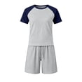 thumbnail image 5 of Bovxnpu Mens Pajamas Set Crewneck Short Sleeve Pajama Set Sleepwear, 5 of 7