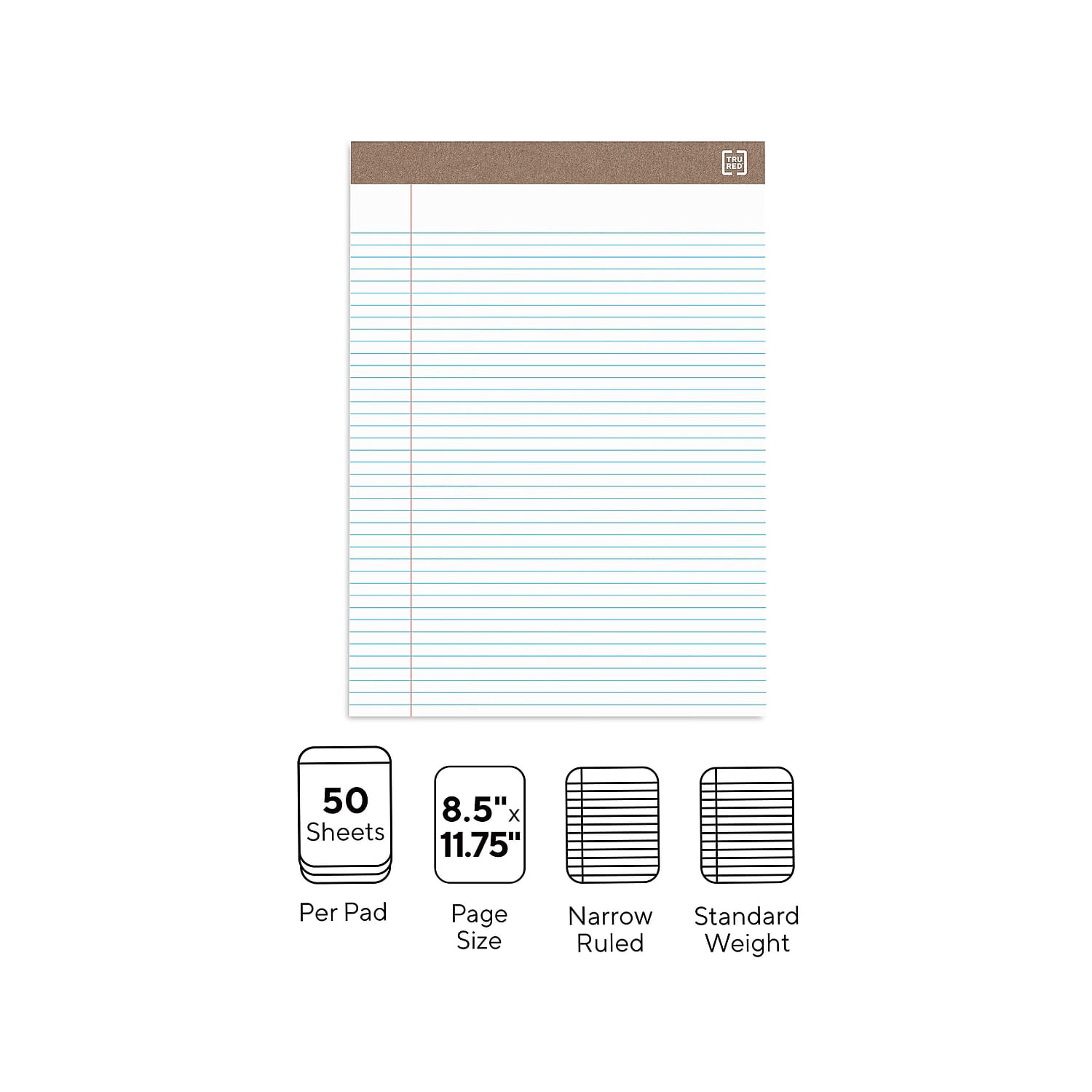 MyOfficeInnovations Notepads 8.5" x 11.75" Narrow White 50 Sh./Pad 12 Pads/PK (21675) 354744