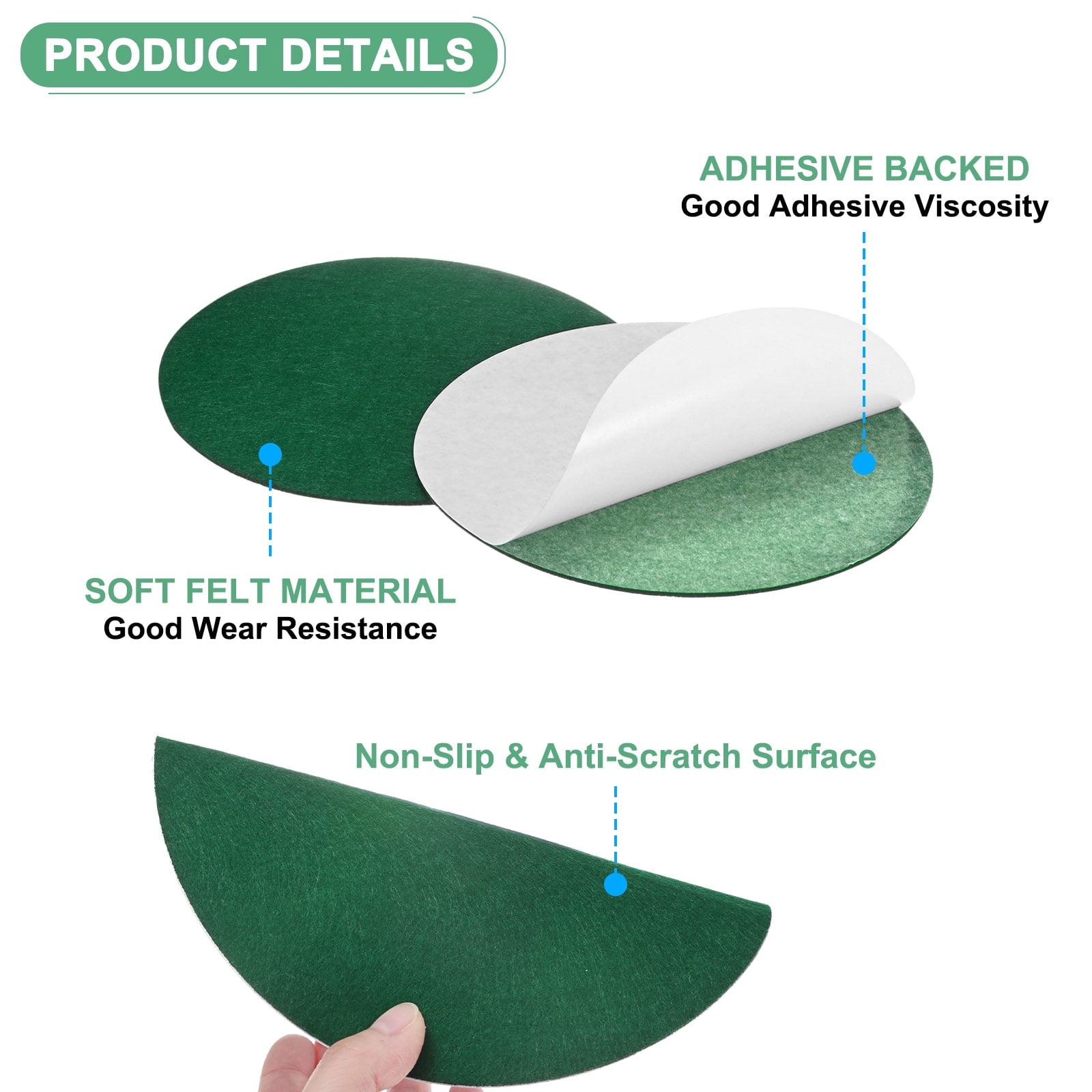 Uxcell 30-Pack Lamp Base Felt, 7 Inch Dia. 2mm Thick Self Adhesive Round Fabric Felt Pads for Lamp/Furniture/DIY [Green]