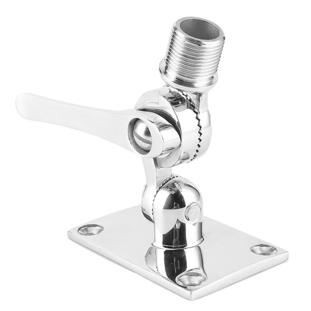Base de fijación ajustable de doble eje para antena VHF de acero inoxidable con trinquete para embarcaciones marinas, rosca de 1-14 pulgadas