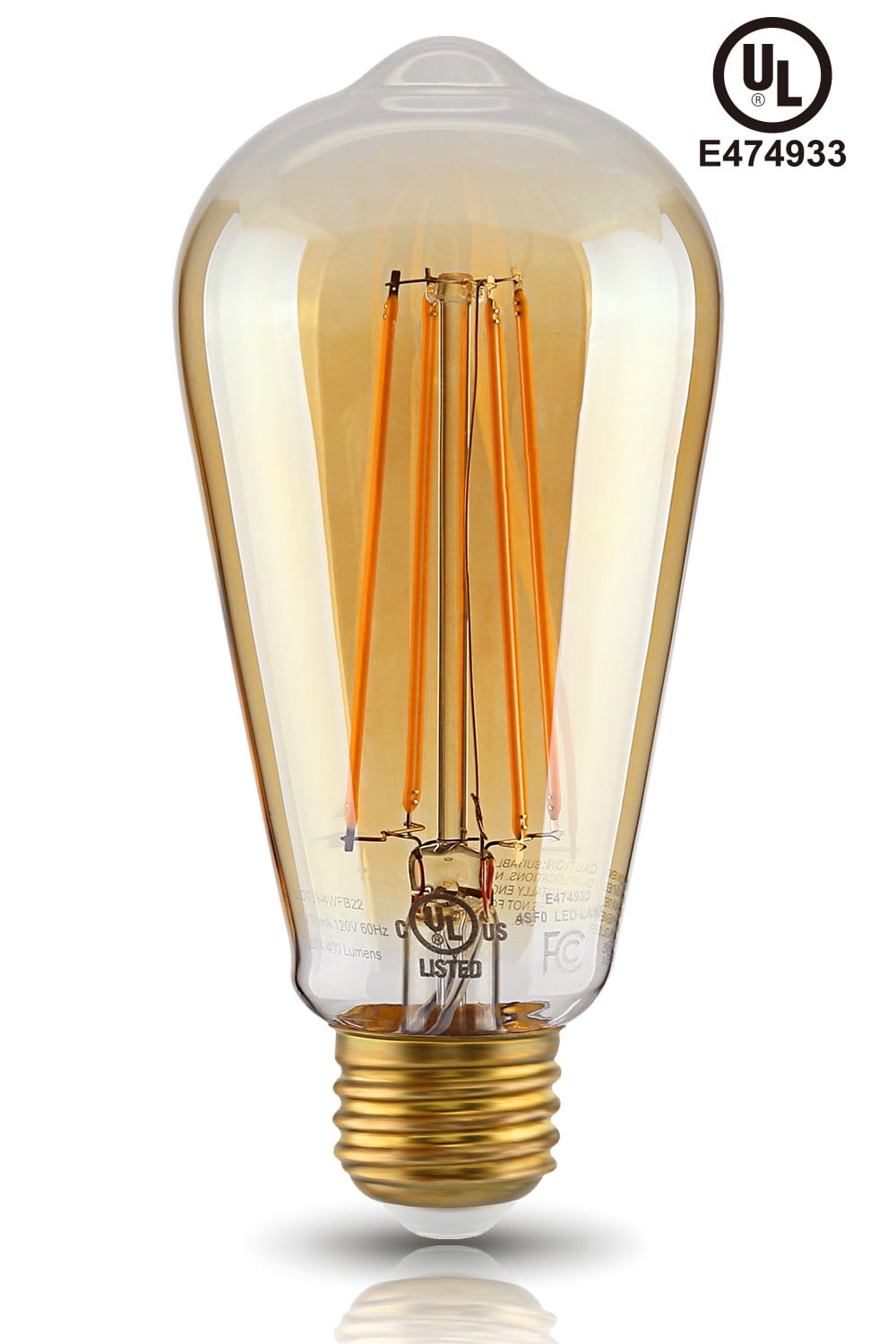 LED ST19 Vintage Filament Light Bulb, 4W ST64 S21 Antique Edison Bulb, 2200K Soft White, E26