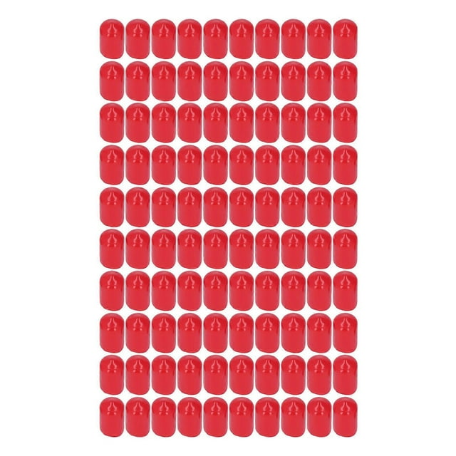 Lot de 100 embouts de protection ronds en PVC, flexibles et ignifuges, pour filetage de vis, rouge, 12 mm