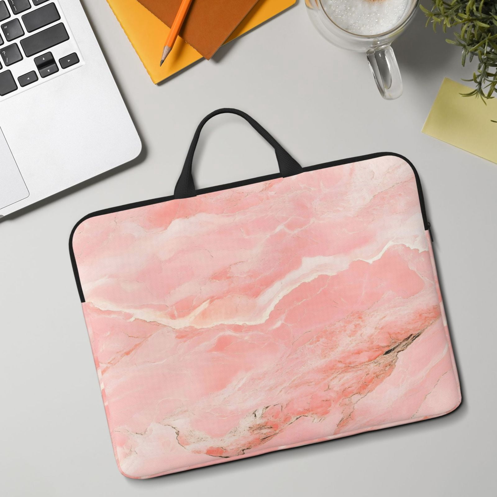 Laptop Sleeve Bag For Women Men 14inch Waterproof Durable Protective Computer Carrying Cover Handle Laptop Case Bag Pink Marble_4