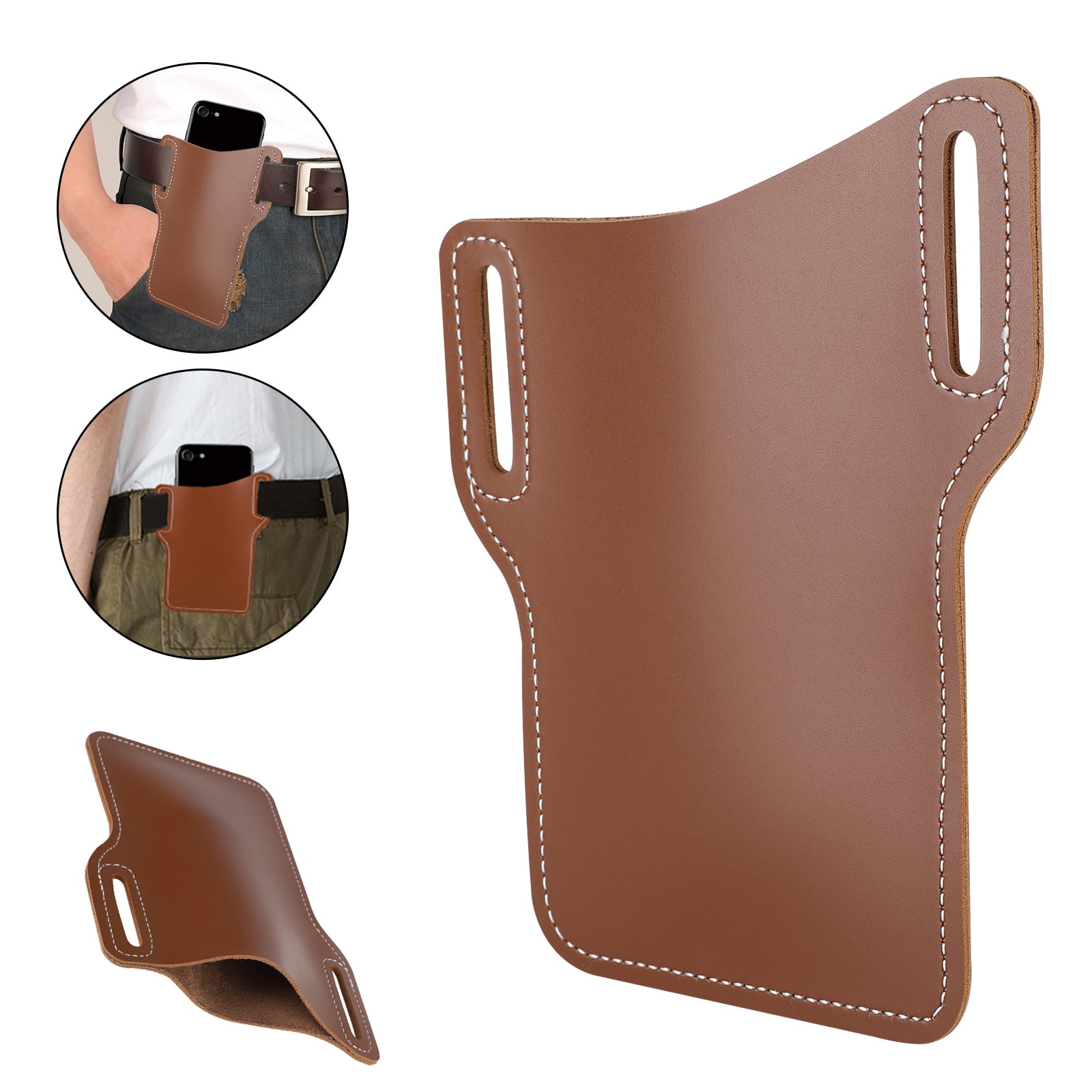 TSV Cell Phone Belt Holster Waist Pouch, Universal Vertical Leather Cover Phone Belt Case ...
