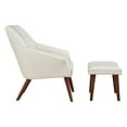 thumbnail image 3 of Waneta Chair and Ottoman in Cream Faux Leather with Medium Espresso Legs, 3 of 8