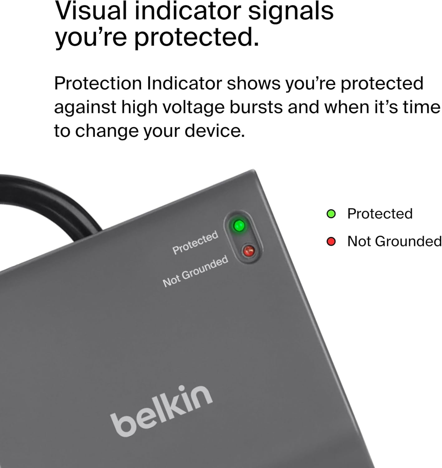 Belkin 8 Outlet Surge Protector with Power Cable Integrated 6 ft, BE108200-06, 1 Pack